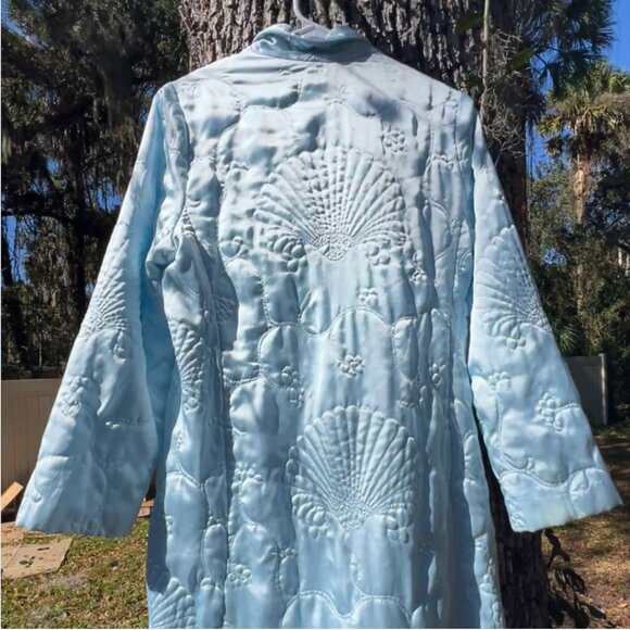 Queen! Nordstrom 80s Silky Quilted Robe Long Elegant satin, Pockets, Small VTG - Picture 3 of 9